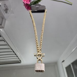 Sparkling Gold-Tone Padlock Necklace